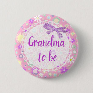 Badge Rond 5 Cm Grand-mère doit être le Baby shower floral