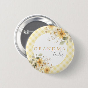 Badge Rond 5 Cm Grand-mère du Baby shower jaune à être