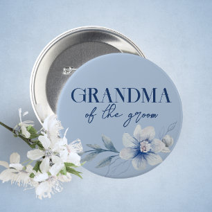 Badge Rond 5 Cm Grand-mère du bouton Fête des mariées bleu de la p