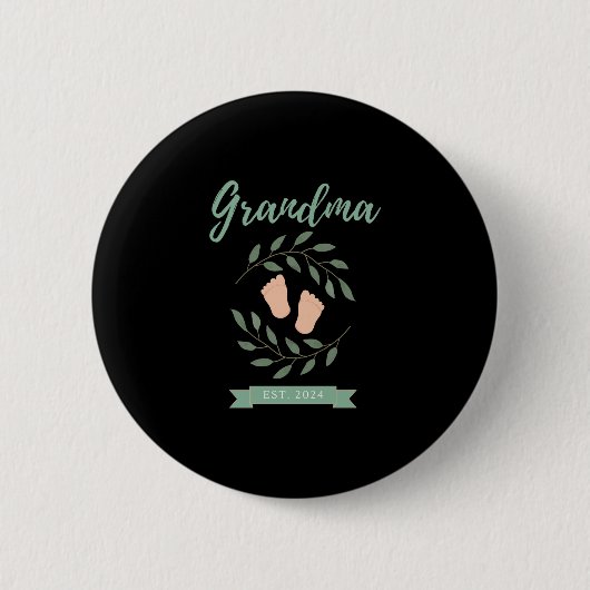 Badge Rond 5 Cm Grand-mère Est. 2024 (Devant)
