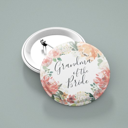Badge Rond 5 Cm Grand-mère florale de la mariée