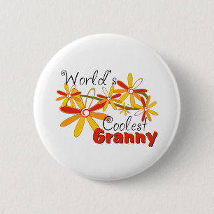 Badge Rond 5 Cm Grand-mère la plus froide du monde floral