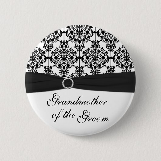Badge Rond 5 Cm Grand-mère noire et blanche de damassé du Pin de (Devant)