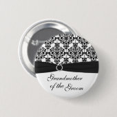 Badge Rond 5 Cm Grand-mère noire et blanche de damassé du Pin de (Devant & derrière)
