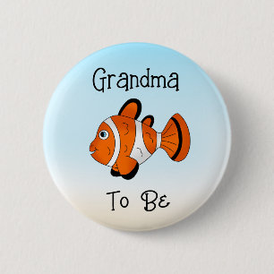 Badge Rond 5 Cm Grand-mère   Poissons mignons sous la mer