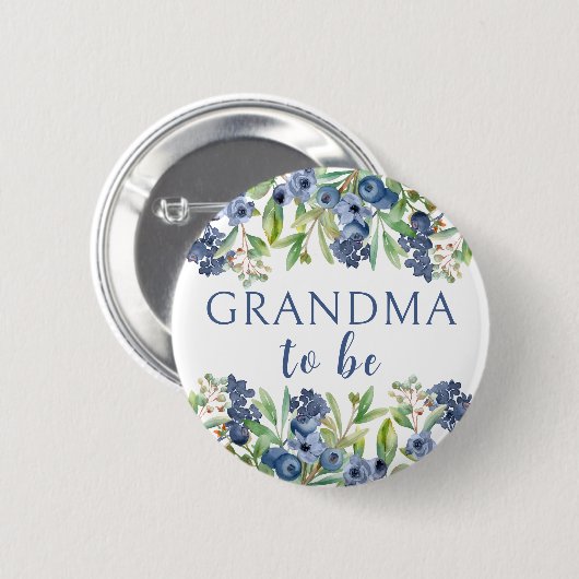 Badge Rond 5 Cm Grand-mère pour être baby shower bleuet bouton (Devant & derrière)