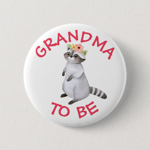 Badge Rond 5 Cm Grand-mère pour être Bois Animaux Baby shower Bout