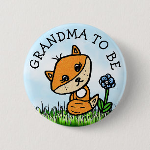 Badge Rond 5 Cm Grand-mère pour être le Baby shower Little Fox