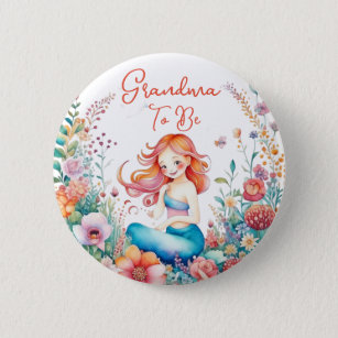 Badge Rond 5 Cm Grand-mère pour être un Baby shower de sirène