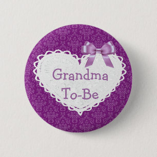 Badge Rond 5 Cm Grand-mère pourpre pour être Baby shower Bouton