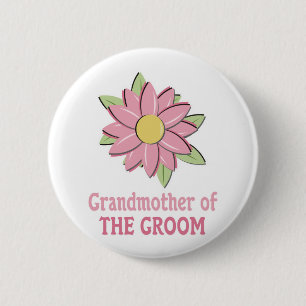 Badge Rond 5 Cm Grand-mère rose de marié de fleur