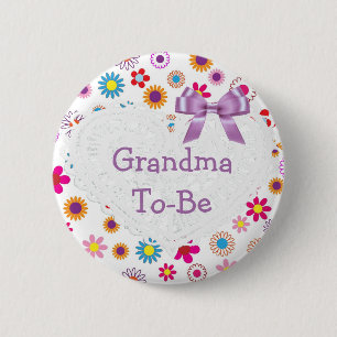 Badge Rond 5 Cm Grand-mère rose pourpre pour être Baby shower Bout