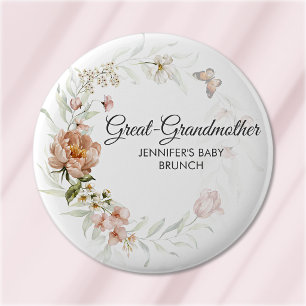 Badge Rond 5 Cm Grand-mère rose saumon florales Baby Shower/Brunch