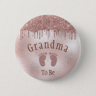 Badge Rond 5 Cm Grand-mère To Be Baby Shower Pink Girl