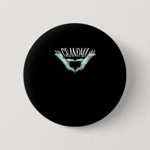 Badge Rond 5 Cm Grand-mère Zombie Coeur main Halloween Costume fam