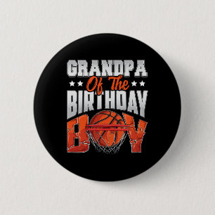 Badge Rond 5 Cm Grand-pa basket-ball anniversaire Boy Family Balle