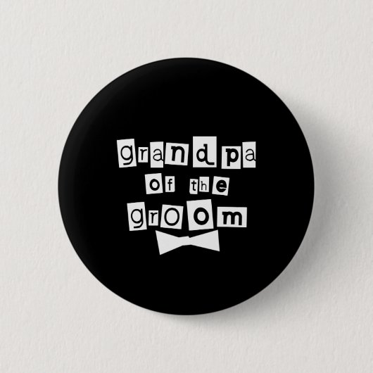 Badge Rond 5 Cm Grand-papa de blanc de marié sur le noir (Devant)