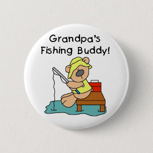 Badge Rond 5 Cm Grand-papas d'ours pêchant l'ami