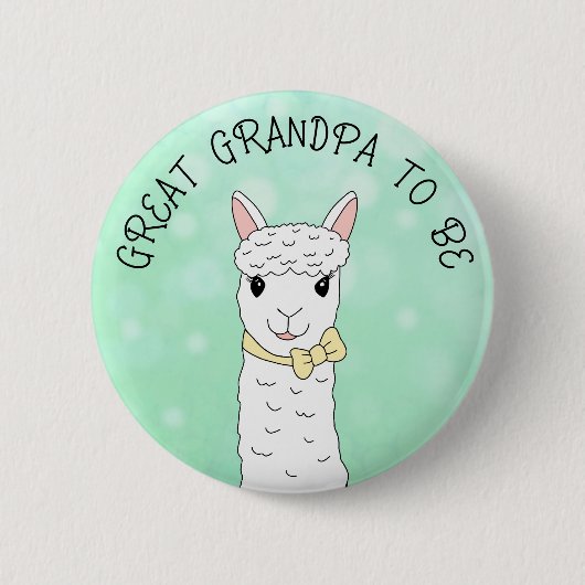 Badge Rond 5 Cm Grand-père à être Llama avec Bow Jaune (Devant)