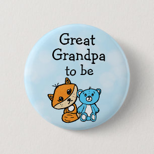 Badge Rond 5 Cm Grand-père be Little Fox et Baby shower Teddy Bear