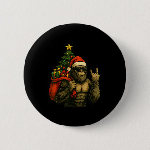 Badge Rond 5 Cm Grand-père Bigfoot Arbre de Noël Rock On Drôle de