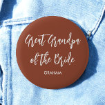 Badge Rond 5 Cm Grand-père de la mariée Terracotta<br><div class="desc">Grand-père de la Mariage Bouton de la mariée en Terracotta Brown et blanc,  Bon pour les Mariages,  Fête de la nuptiale,  Dîner de répétition. Découvrez d'autres produits avec ce design dans la collection ci-dessous.</div>