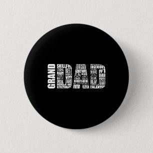 Badge Rond 5 Cm Grand-père grand-père Word Cloud Fête des pères ca