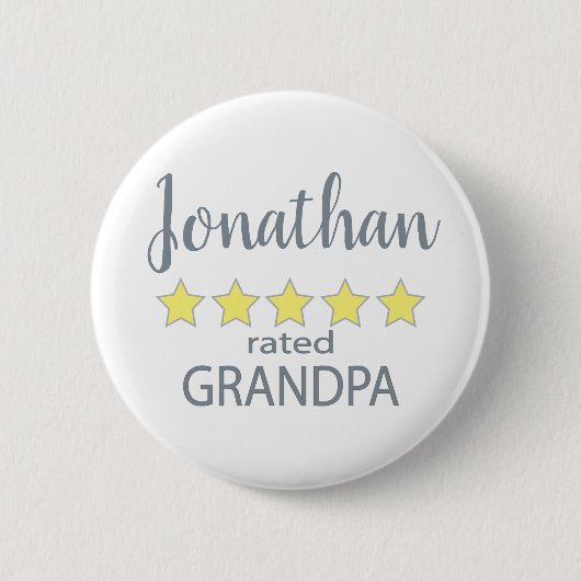 Badge Rond 5 Cm Grand-père noté 5 étoiles (Devant)