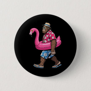 Badge Rond 5 Cm Grand Pied Flamant Sasquatch Été Rose Flotteur Pis