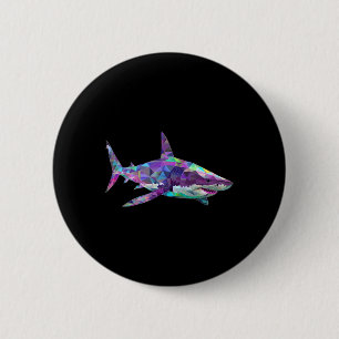 Badge Rond 5 Cm Grand Requin Blanc Polygone Pêche Plongée Scuby Sh