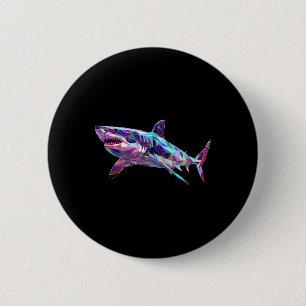 Badge Rond 5 Cm Grand Requin Blanc Polygone Pêche Plongée Scuby Sh