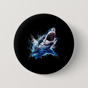 Badge Rond 5 Cm Grand requin blanc Scuby Plongée Pêche Amateur de