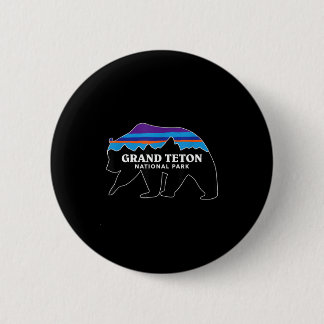 Badge Rond 5 Cm Grand teton national park grizzly bear minimalist