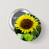 Badge Rond 5 Cm Grand tournesol jaune (Devant & derrière)