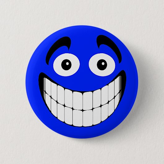 Badge Rond 5 Cm Grand visage bleu de grimace (Devant)
