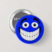 Badge Rond 5 Cm Grand visage bleu de grimace (Devant & derrière)