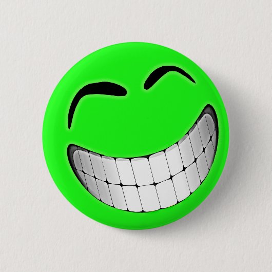 Badge Rond 5 Cm Grand visage vert de grimace (Devant)