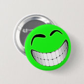 Badge Rond 5 Cm Grand visage vert de grimace (Devant & derrière)