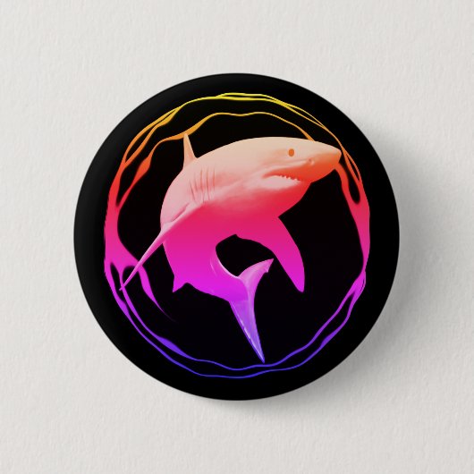 Badge Rond 5 Cm Grande conception graphique de requins blancs (Devant)