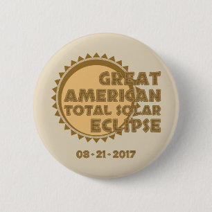 Badge Rond 5 Cm Grande éclipse solaire totale américaine - 2017