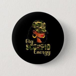 Badge Rond 5 Cm Grande Énergie Scorpion Femme Noire Casquette Camo
