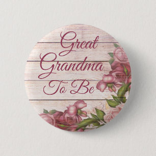 Badge Rond 5 Cm Grande grand-mère d'être baby shower Magenta Roses