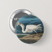 Badge Rond 5 Cm Grande Peinture de la faune d'Audubon Heron blanc (Devant & derrière)