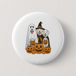 Badge Rond 5 Cm Grande Pyrénées Chien Ghost Sorcière Halloween jum