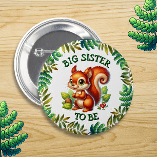 Badge Rond 5 Cm Grande Soeur   Baby shower à thème Woodland