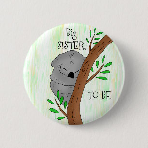 Badge Rond 5 Cm Grande Soeur   Baby shower Koala
