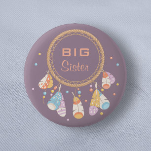 Badge Rond 5 Cm Grande soeur bébé tribal de Dreamcatcher Boho de