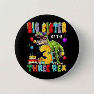 Badge Rond 5 Cm Grande Sœur Des Trois Rex 3ème Anniversaire Garçon