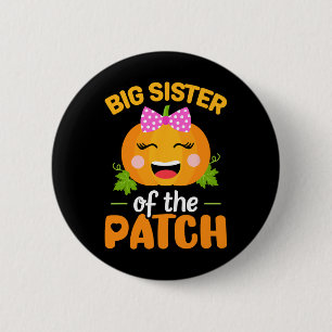 Badge Rond 5 Cm Grande Soeur Du Citrouille Patch Halloween Famille