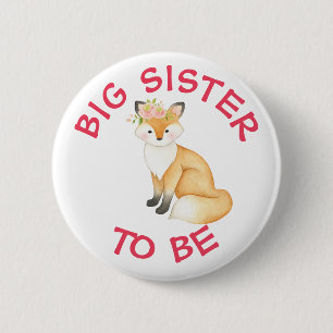 Badge Rond 5 Cm Grande Soeur pour être le Baby shower des animaux